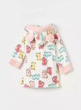 Juniors All Over Cat Print Fleece Hooded Bathrobe With Ear Applique