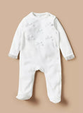 Giggles White Bow Applique Fleece Formal Sleepsuit (Winter)