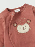 Juniors brown embroidered bear sleepsuit (Thick cotton) (Winter)