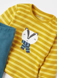 Juniors ribbed embroidered shirt & pyjama set (set of 2)