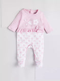Juniors Pink Flower Embroidered Frill Sleepsuit