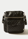 Giggles black leather diaper bag with changing mat
