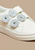 FloraBella White Glittery flower shoes (Box Packaging)