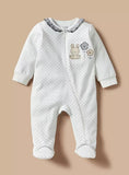 Juniors bunny & flower embroidered zipped sleepsuit