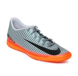Nike grey stripe shoes with orange sole