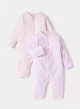 Juniors solid checkered openfeet sleepsuits (set of 2)
