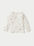 Juniors white bird printed shirt & pyjama set (set of 2)