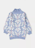 Juniors all over flower printed knitted turtle neck sweatshirt (Winter)