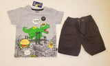 R&B green dino printed shirt & shorts set (set of 2) (Summer)