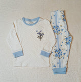 Juniors blue floral printed shirt & pyjama set (set of 2)