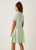 Juniors green flower embroidered polo frock (Summer)