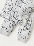 Juniors grey ribbed all over dino printed shirt & pyjama set (set of 2)