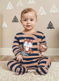 Juniors brown animal stripe sleepsuit