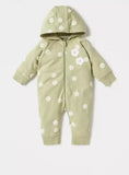 Juniors Green Floral Printed Fleece Lined Openfeet Sleepsuit (winter)