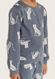 Juniors grey cheetah printed fullsleeves tshirt