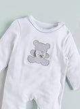 Giggles bear applique sleepsuit