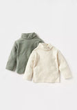 Juniors green ribbed & white turtle neck shirts (set of 2)