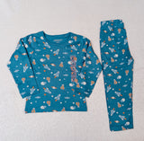 Juniors dark galaxy printed shirt & pyjama set (set of 2)