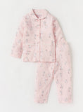 Juniors pink bunny printed shirt & pyjama set (set of 2)