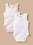 Juniors pink stripe & stars printed sleeveless bodysuits (set of 2)