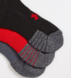 Under Armour red, black & grey men's socks (pack of 3)