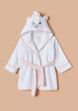 Juniors cat embroidered white bathrobe