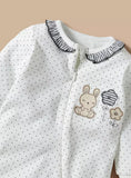 Juniors bunny & flower embroidered zipped sleepsuit