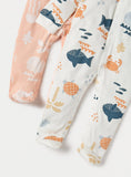 Juniors sea animals printed sleepsuits (set of 2)