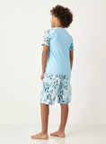 Juniors all over blue printed shirt & shorts swimsuit set (set of 2)