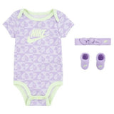 Nike logo printed purple starter set with headband (Pack Of 3) (Box Packaging)