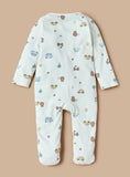Juniors car & bear printed zipped sleepsuit