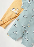 Juniors bike printed openfeet sleepsuit & romper (set of 2)