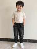 Juniors boys black jeans with drawstring