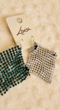 Lovisa green rhinestone chainmail drop earrings (Jewellery)