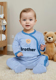 Juniors little brother embroidered stripped sleepsuit