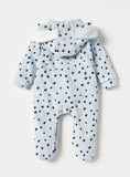 Juniors Blue All Over Polka Dots Printed Fleece Sleepsuit (Winter)