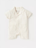Juniors checkered printed button down half romper (Summer)
