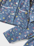 Juniors blue floral printed shirt & pyjama set (set of 2)