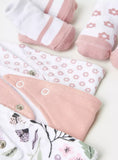 Juniors All over flower bandana bib & booties(set of 5)
