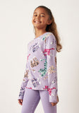 Juniors purple all over leopard printed Fullsleeves tshirt