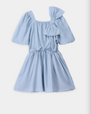 Juniors blue big bow summery frock (Summer)