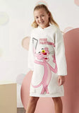 Max pink panther white fleece lined long hoodie (Winter)