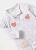 Juniors grey heart patch fleece sleepsuit (Winter)