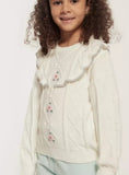 Eligo white floral frill knitted pullover (Winter)