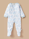 Juniors blue sheep printed fleece sleepsuit (Winter)