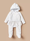Juniors Cat Embroidered Fleece Hooded & Frill Sleepsuit (winter)