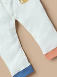 Juniors white animals printed colorblock sleepsuit