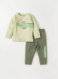Juniors hello alligator printed shirt & pyjama set (set of 2)
