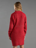 Max Solid Red Knitted Long Sweat Dress (Winter)
