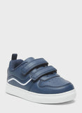 R&B navy perforated double strap shoes